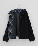 [Unisex] Kalten Check Color Matching Hood Coat Jacket