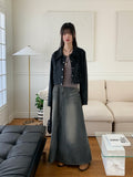 [MADE] Lawson wide collar slim crop crack leather jacket