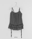 Yuhari Check Tiered Bustier Sleeveless Blouse