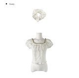 [Scrunchie set] Zans Dot Lace Puff Ribbon Blouse