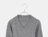 Chimo V-Neck Off-Shoulder Slim Fit Cable Knit