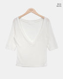 Felon Deep V-Neck Three Quarter T-Shirt