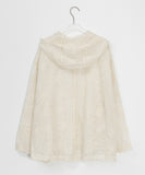 Mildy Punching Flower Embroidery Hood Shirt