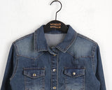 tackle pocket button cropped washed denim shirt