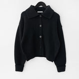 100% wool) Rail Collar Knitwear Cardigan