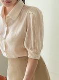 Rubille Collar See-through Frill Blouse