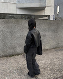 Head Black Blue Pintuck Wide Denim Pants
