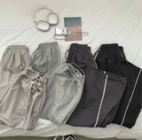 Rustling Folding Vertical Color Matching Stripe Two-Way Wide Jogger Banding Pants