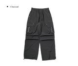 Ashe Nylon Pintuck String Banding Wide Pants