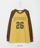 Kushou Lettering Color Matching Raglan Long Sleeve T