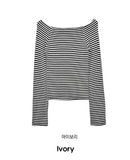 fondue stripe off-shoulder tee