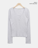 Ronil Punching Button U-Neck T-Shirt