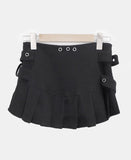 Elle Double Belt Pleated Mini Skirt