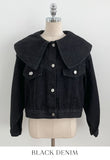 Milo Big Collar Crop Denim Jacket