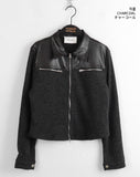 [MADE] Disher Zipper Leather Color Matching Two-Way Knit Zip-Up Jumper