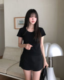 [U-BASIC] Riu Ribbed U-Neck Short Sleeve