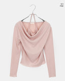 Purple frill halter off-shoulder knit