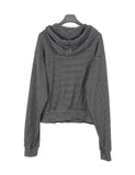 Ien Stripe Crop Hooded Zip-up