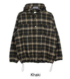 Dehes Hooded String Checkered Shirt