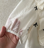 Huilin Ribbon Puff Blouse