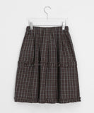 Anon Check Frill Banding Midi Skirt