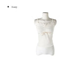 Conma Lace Shirred Ribbon Ribbed Sleeveless