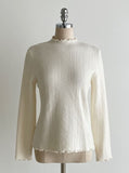 Ets Mink Brushed Openwork Frill Turtleneck Knit