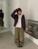 Runro Stripe Two-Way Hood Zip-Up Knit Cardigan