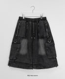 [Unisex] Malant Washing Denim Cargo Bermuda Pants