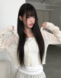 Gala See-Through Hood Crop Knit Cardigan
