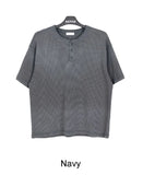 Sadi Pigment Waffle Henley Neck Short Sleeve Tee