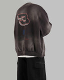 Discharged brushed washed sweatshirt