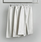 Buckle brushed straight wide fit cotton pants