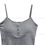 Fake button ribbed cap sleeveless (with cup)