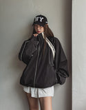 Stung Leather Track Balloon Zip-Up