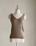 Chevin V-Neck Sleeveless Knit Cardigan Set