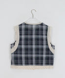 Onru check lace sleeveless blouse