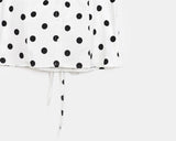 Miring Dot Strap Puff Blouse