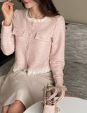 Gelpiece Frill Tweed Jacket Cardigan