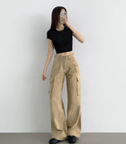 3 Pocket Vintage Pin Tuck Loose Wide Fit Cotton Pants