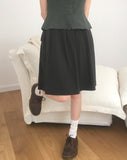 Akin Ribbon Pintuck Flare Midi Skirt