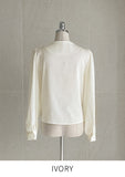 [Tie set] Repodi Satin Wrapped Shirred Blouse