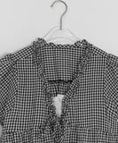 Qubin Layered Check Frill Short Sleeve Blouse