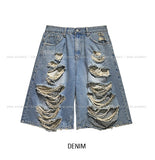 Raw Destroyed Bermuda Denim Pants