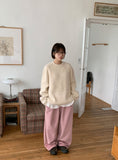 [BAONHAUS] Pmoi Mink Brushed Banding String Corduroy Wide Pants