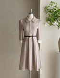 Syubel Collar Flared One Piece (Belt set)