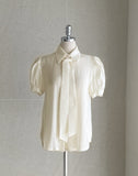 [Tie set] Sell See-through Collar Short Sleeve Blouse
