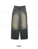look side folding washing denim pants