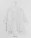 Kiken Shirring Round Short Sleeve Blouse