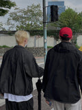 Washed denim blouson jacket